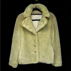 Vintage Liz Claiborne Cream Faux Fur Boho Chic Hippie Coat, size Small
